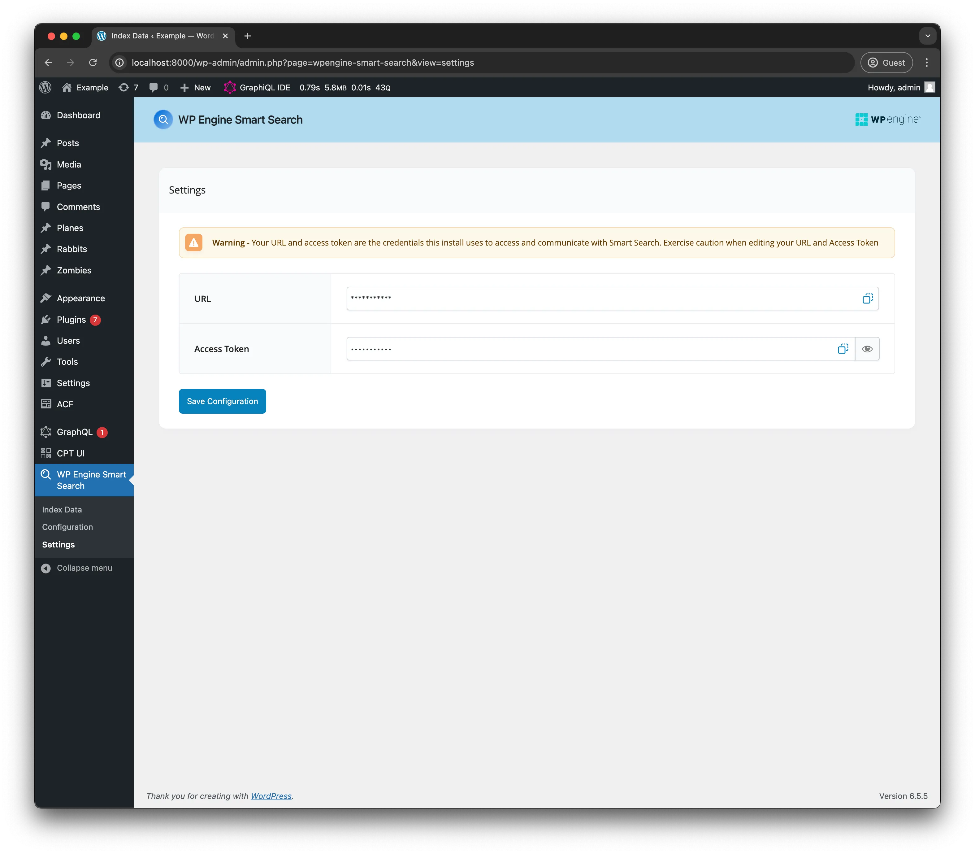 smart search credentials page